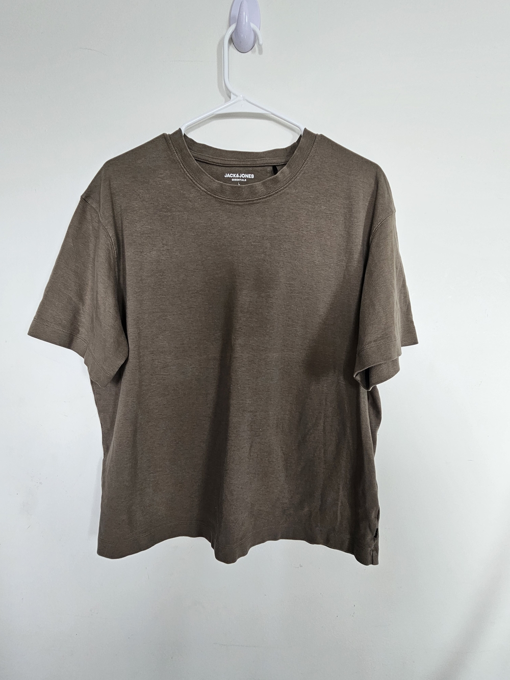 5/35$ Jack & Jones Essentials Organic Cotton T-Shirt Brown Khaki Large L🔥